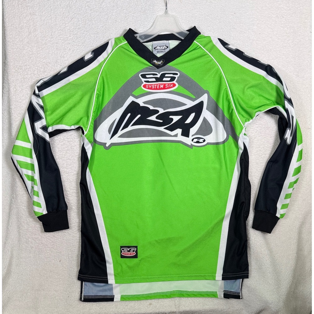 Vintage MSR System Six S6 Motocross Jersey Mens Small Lime Green Black MX Dirt